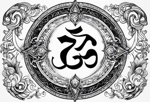 Powerful om symbol with Aquarius constellation with the numbers 777 tattoo idea