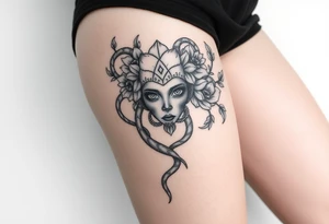 Big headed Medusa flowers tattoo idea