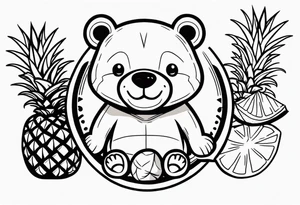 Bear loves pineapples and coconuts tattoo idea