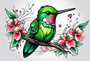 green hummingbird sad tattoo idea