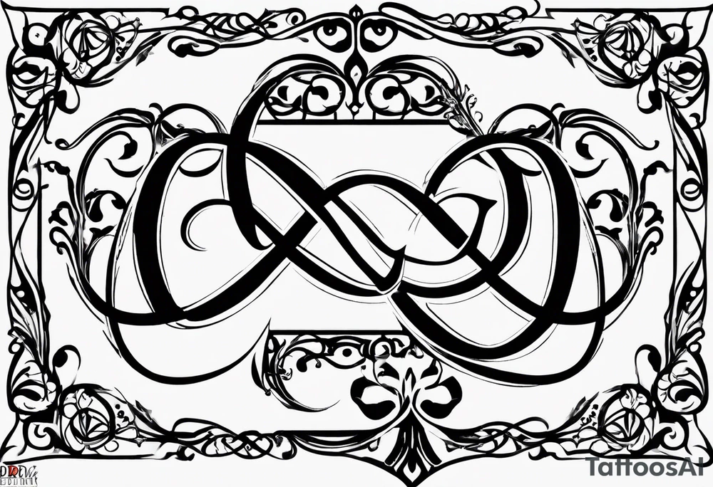 An infinity symbol with Proverbs 10:22 centered underneath. I’d like the initials DBM and MDM inside the infinity symbol tattoo idea