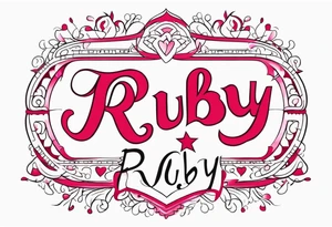 Generate a girly tattoo with the name of: Ruby tattoo idea