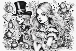 Alice in wonderland mural, "Alice, Don't Get Lost In Wonderland" tattoo idea