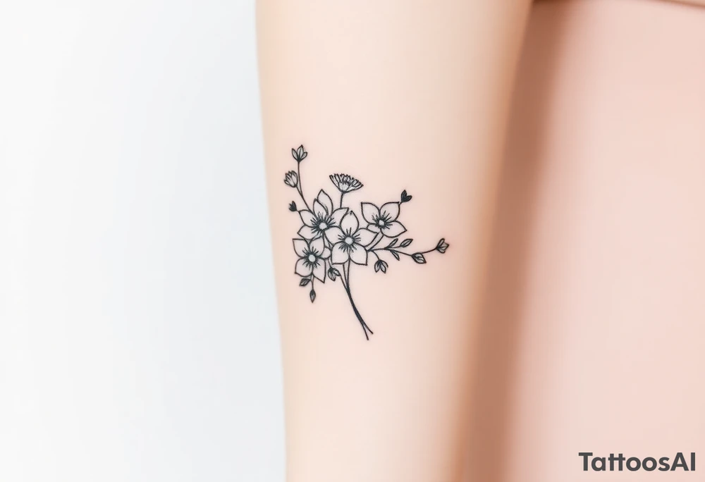 Bouquet of birth months flowers tattoo idea