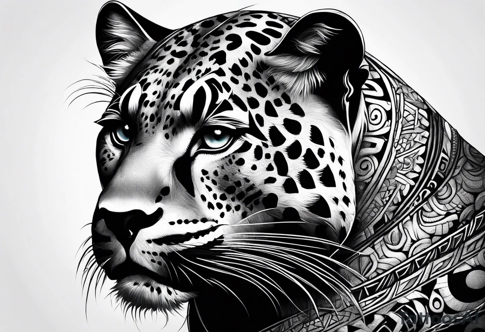 aztec black jaguar sitting tattoo idea
