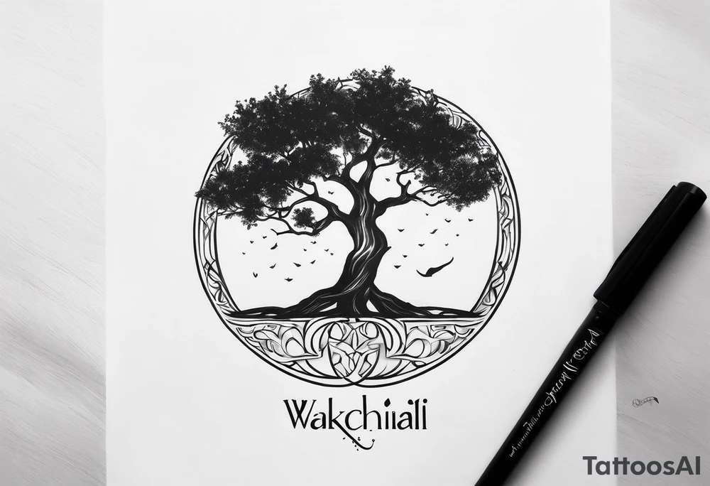 A tree of life and the last name “wakchhali” under it on my arm tattoo idea