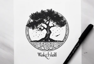 A tree of life and the last name “wakchhali” under it on my arm tattoo idea