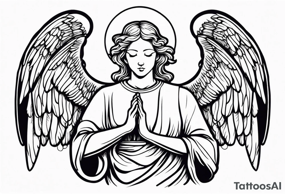 Angel with prayer hands tattoo idea