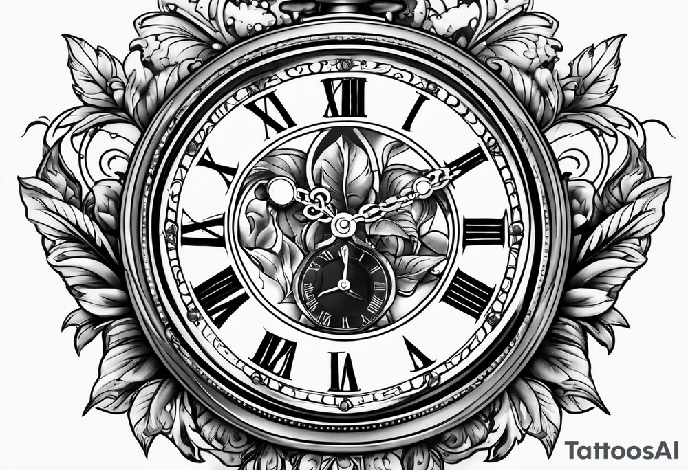 simple pocket watch tattoo idea