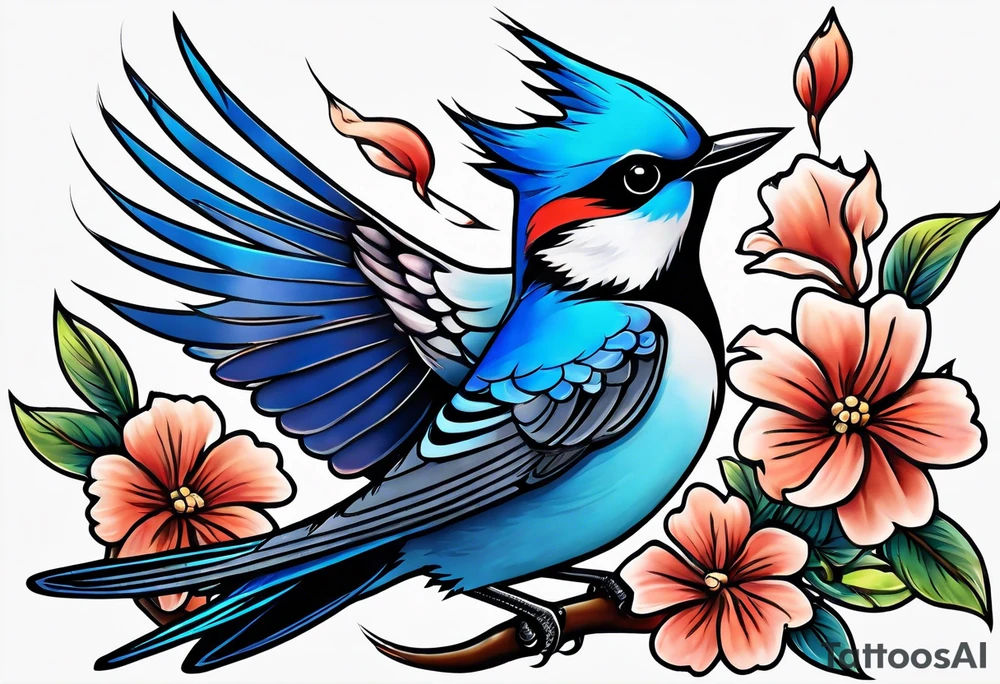 Swallow birds and blue jays flying tattoo idea
