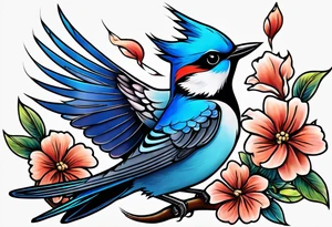 Swallow birds and blue jays flying tattoo idea