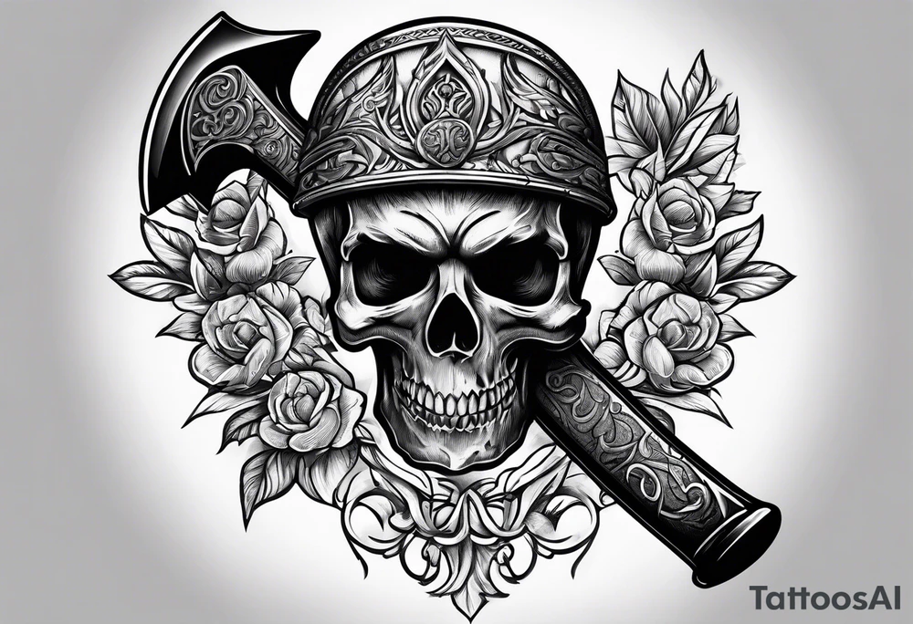 Axe with engravings tattoo idea