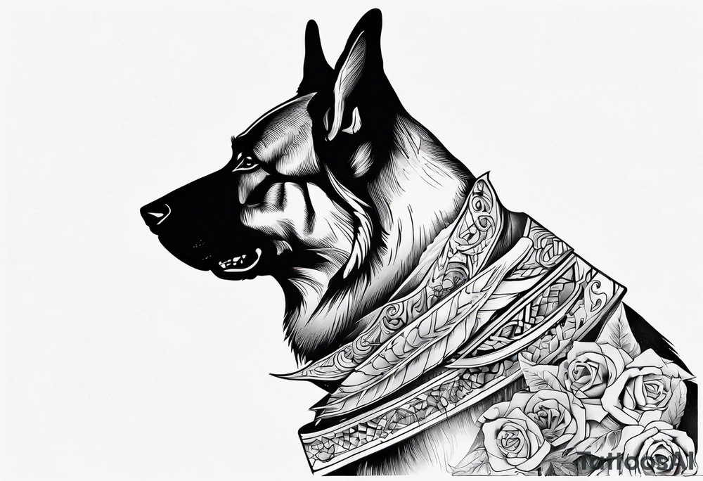 Side profile scary German shepherd tattoo idea Side profile scary German shepherd tattoo idea