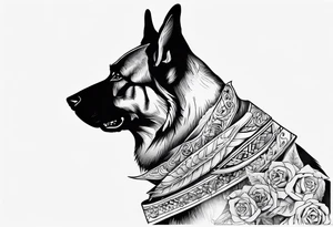 Side profile scary German shepherd tattoo idea