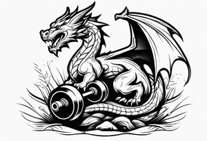 Simple Dragon dumbbell tattoo idea