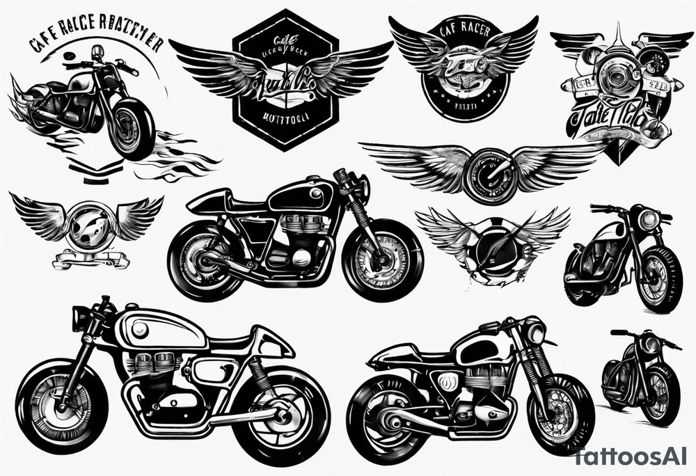 Cafe racer style motorcycle tattoo idea