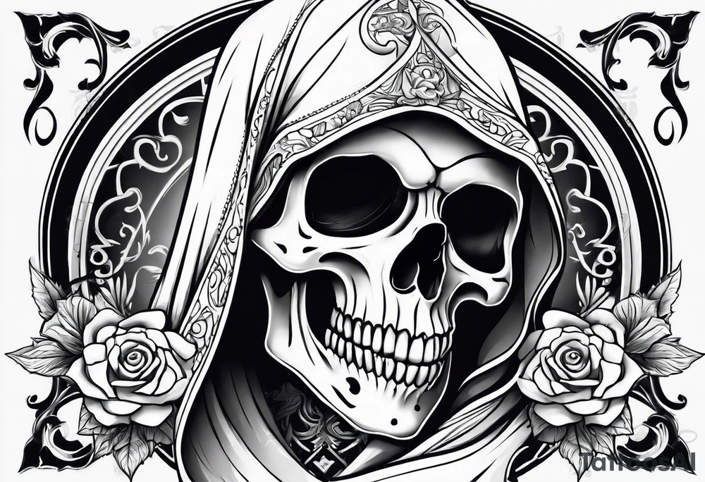 lady skeleton grim reaper tattoo idea
