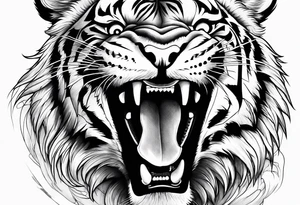 Fierce tiger roaring tattoo idea