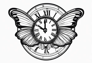 Butterfly flying around a clock. tattoo idea