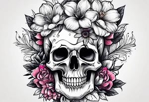 skull flower pot tattoo idea
