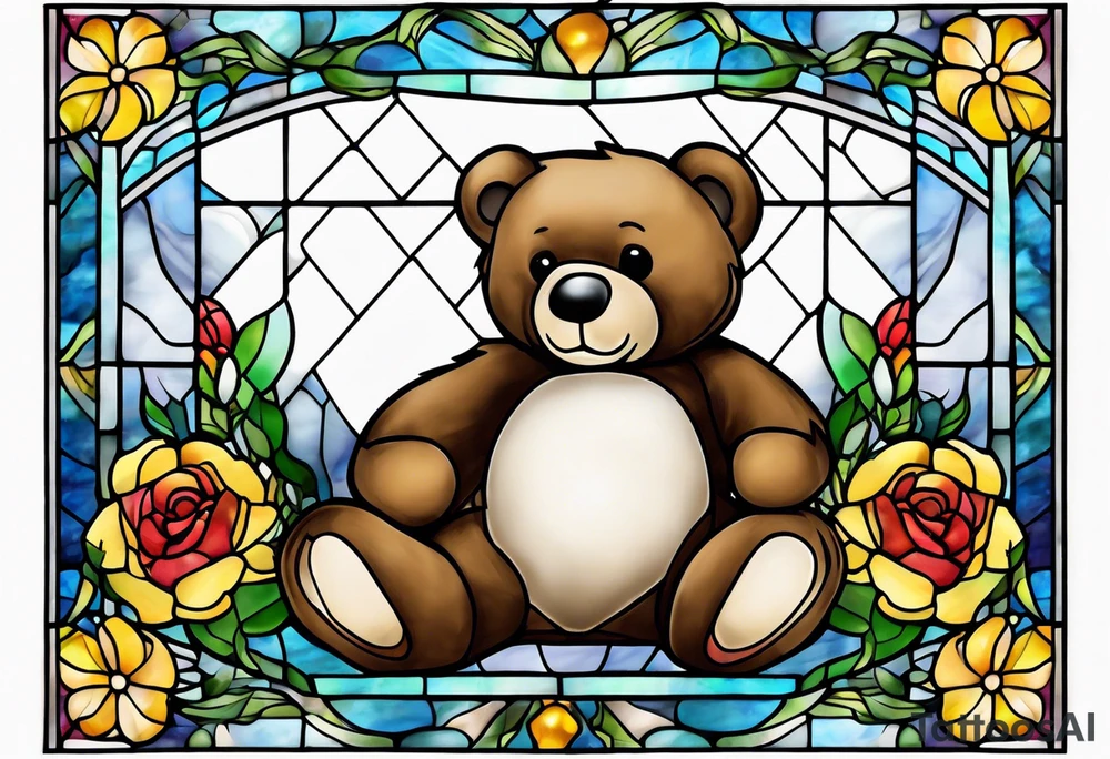 Teddy bear stain glass tattoo idea