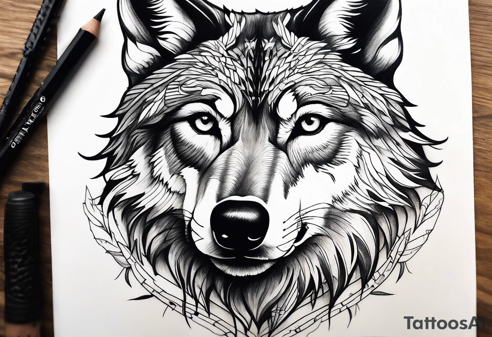 Mountains, wolf eyes underneath tattoo idea