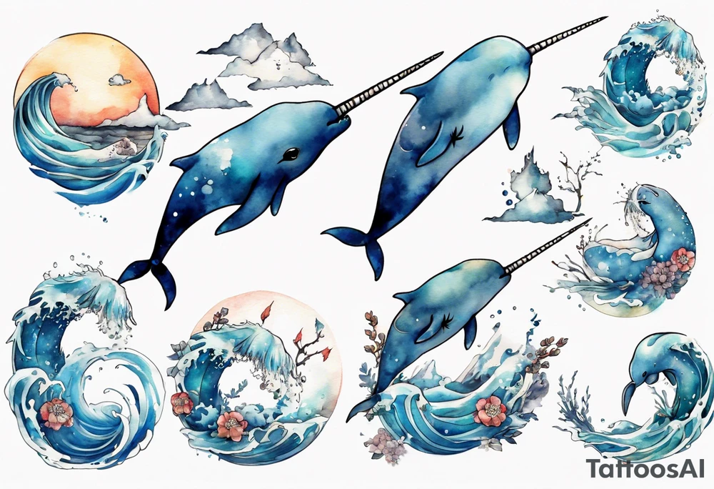a sad narwhal tattoo idea