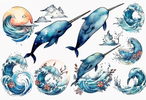 a sad narwhal tattoo idea