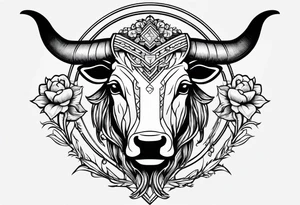 Taurus head split down the middle by an arrow tattoo idea