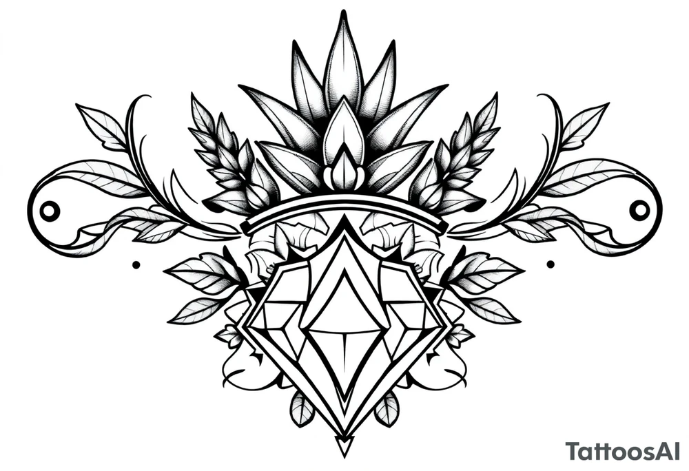 Pubic crown wide top pineapple 
 diamond vagina and anus tattoo idea