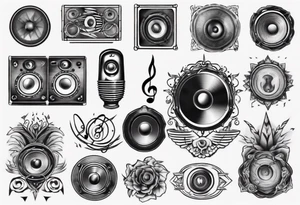speaker, music staff tattoo idea
