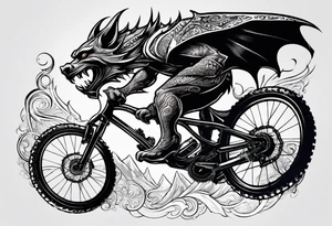 gargoyle riding a full suspension mountain bike with a shadow tattoo idea