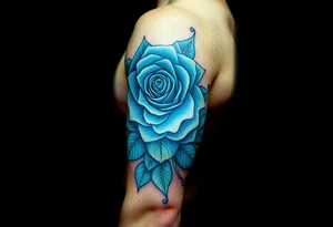 money rose hundreds tattoo in blue tattoo idea