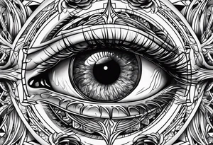 Eye ball up close with dead people in the rection tattoo idea