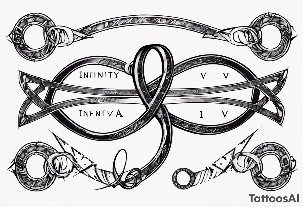infinity loop with roman numeral IV on the line tattoo idea