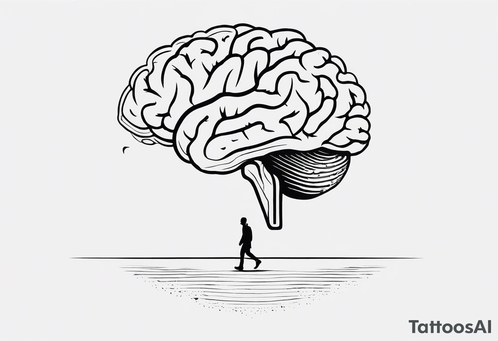 Human walking brain around like a dog while world is burning tattoo idea Human walking brain around like a dog while world is burning tattoo idea