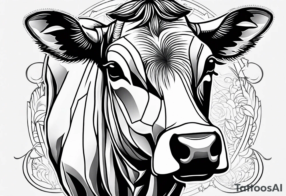 a cow with a sheet over its head and eyes cut out of the sheet tattoo idea