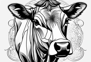 a cow with a sheet over its head and eyes cut out of the sheet tattoo idea