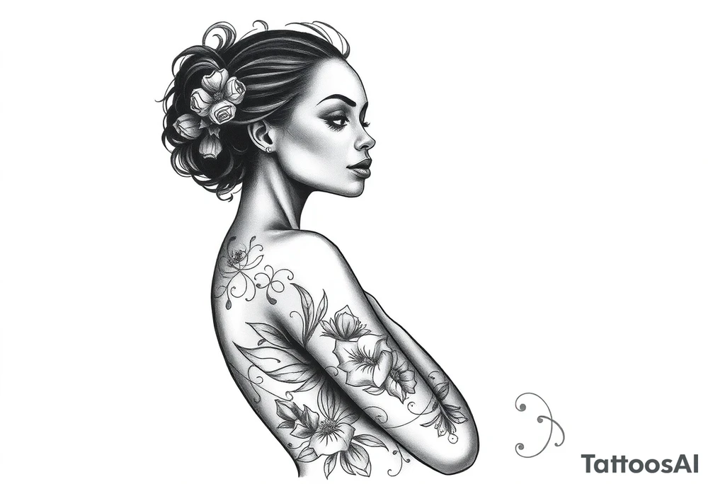 black woman being a overcoming hard times and loving herself again tattoo idea
