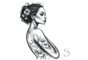 black woman being a overcoming hard times and loving herself again tattoo idea