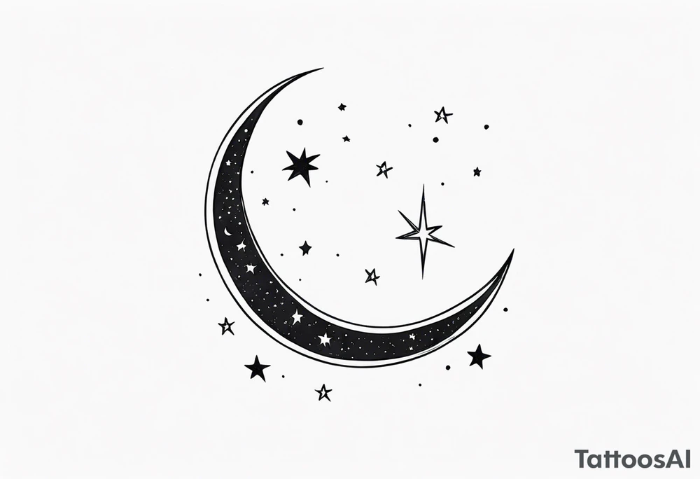 Crescent Moon & Stars tattoo idea