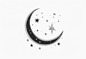 Crescent Moon & Stars tattoo idea