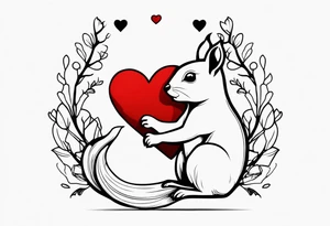 Heart with squirrel tattoo idea