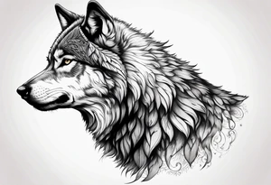 right side profile of a wolf face tattoo idea
