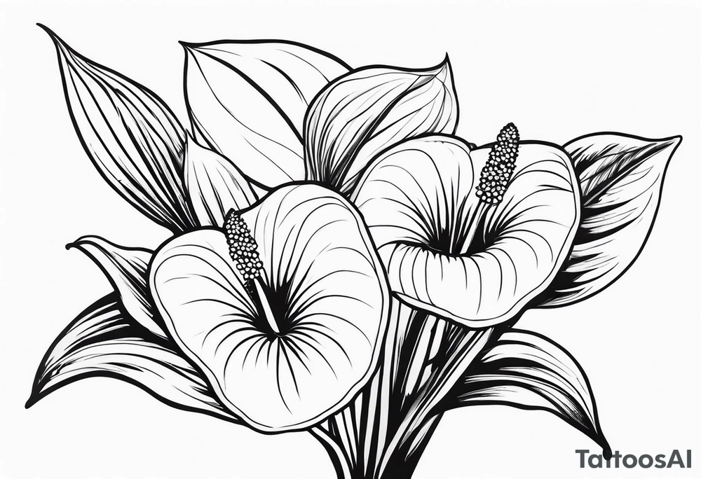 Bouquet d’anthurium et d’œillets tattoo idea