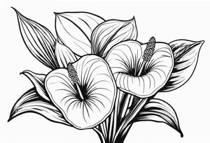 Bouquet d’anthurium et d’œillets tattoo idea