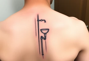 tatto with detailed vertical
 system of piping coming from a sink down a forearm tattoo idea