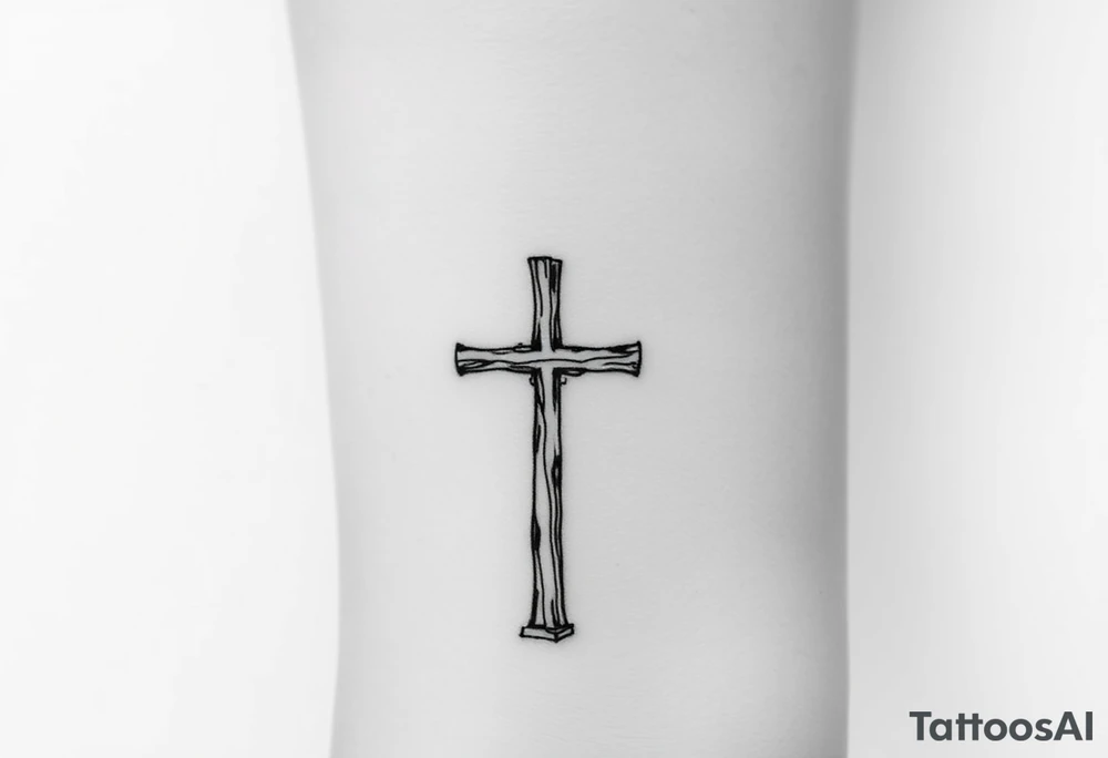 a wooden 12kv pole. Make the pole a cross that has a hidden resemblance to god. tattoo idea