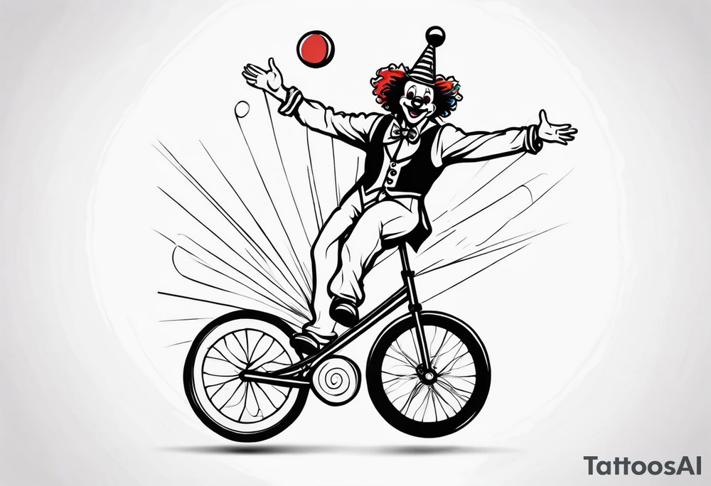 clown juggling on a unicycle tattoo idea