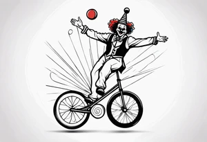 clown juggling on a unicycle tattoo idea